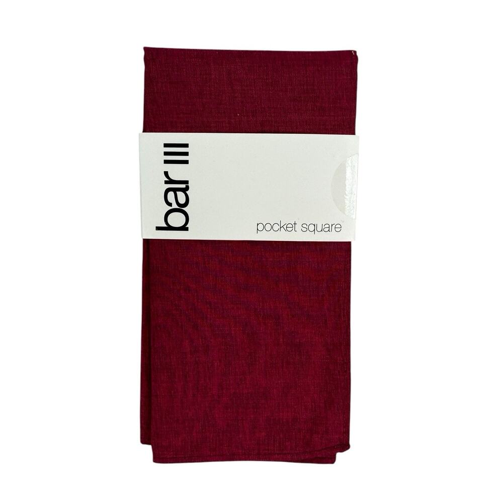 Bar III Mens Beach Solid Pocket Square Burgundy 12.5"x12.5"